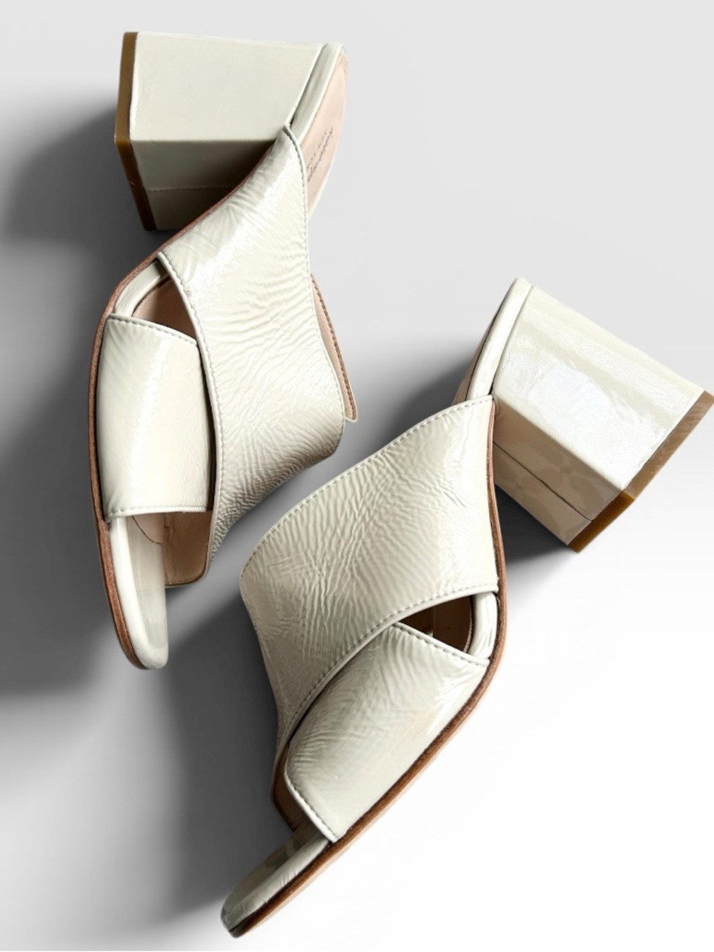 Kate Spade Venus Block Heel Sandals White Patent Leather- Sz 9
